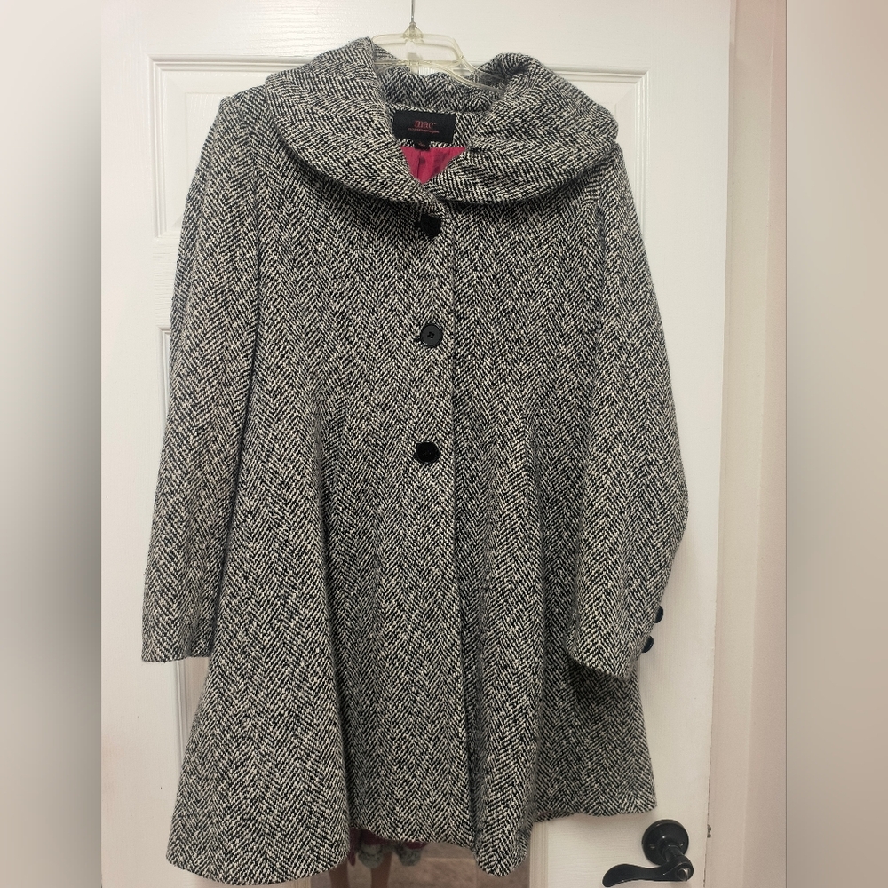 MAC Mackintosh Black & White Herringbone Coat